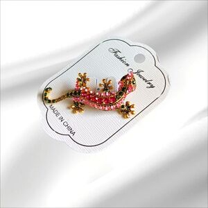 Pink Lizard Brooch